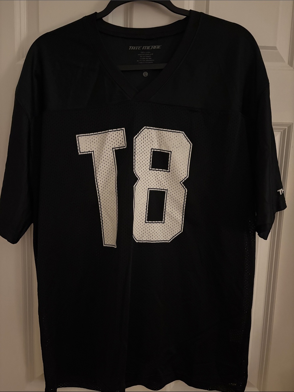 Tate McRae Black Mesh Jersey official merch with T8 logo